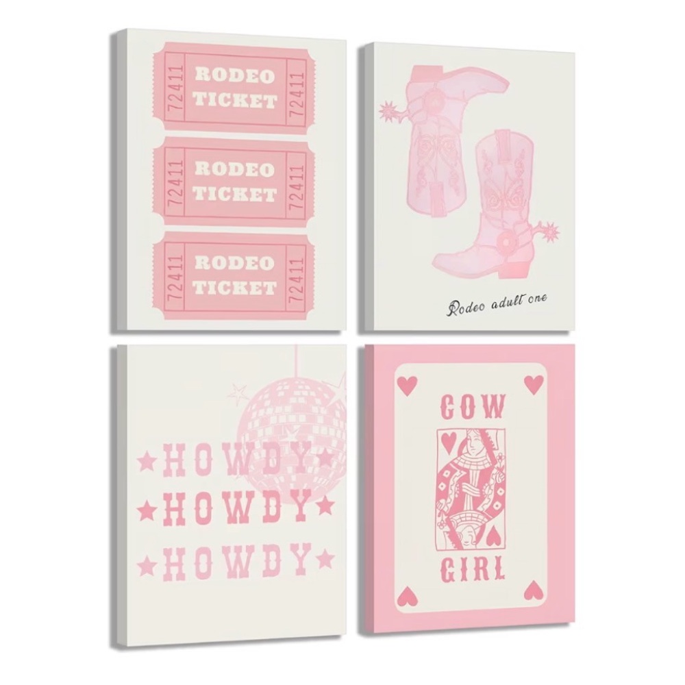 Pastel Pink Rodeo Wall Art Set - Cowgirl Theme NEW in original packaging - gift